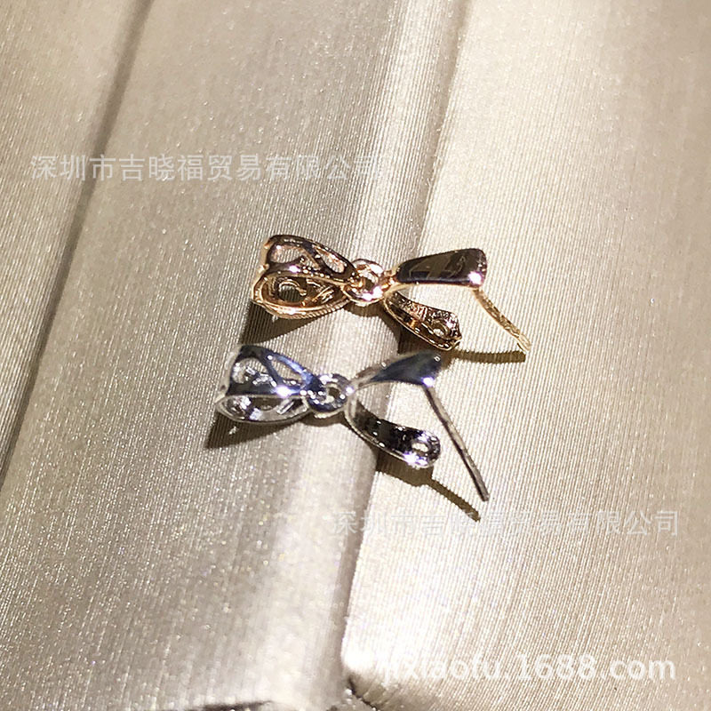 18K金翡翠扣玉器扣头瓜子吊坠夹扣厚金小号Au750如意扣镂空倒模扣