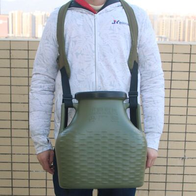 双肩背塑料鱼篓4L军绿不漏水