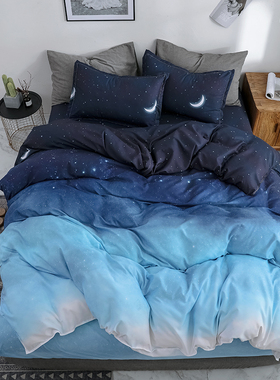 ins网红四件套床单式卡通宿舍被套三4件套民宿北欧风高级感单双人