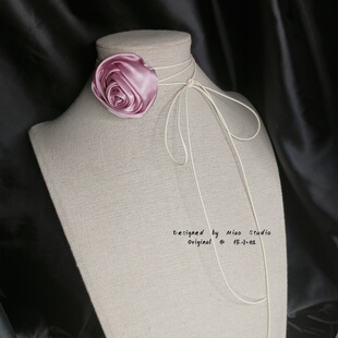 赫本风复古气质小众设计玫瑰花朵丝绒choker锁骨链性感百搭项链女