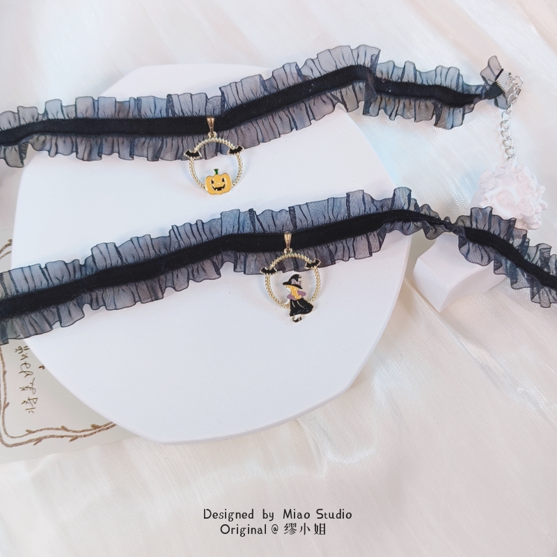 蕾丝女女巫南瓜短款项圈choker