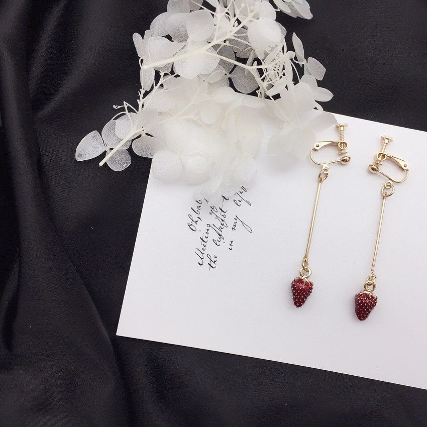 草莓原创耳环气质韩国无耳洞耳夹小巧甜美红色夹款式耳饰螺丝夹,饰品/流行首饰/时尚饰品新,耳环,淘宝优惠券,粉丝福利购,淘宝优惠卷