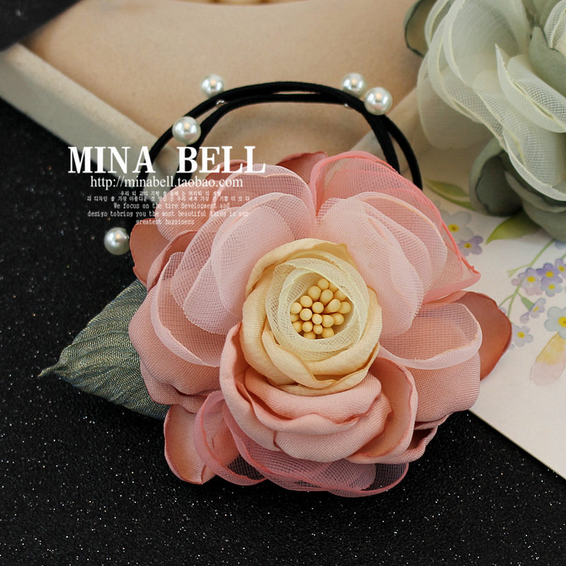 两件包邮 原创 手工花 花边牡丹 发绳 韩国 简约 发圈 皮筋胸针胸