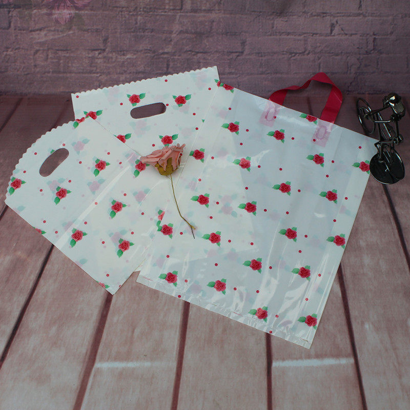 百合花加厚塑料袋服装袋礼品袋手提袋拎袋女装袋时尚田园风