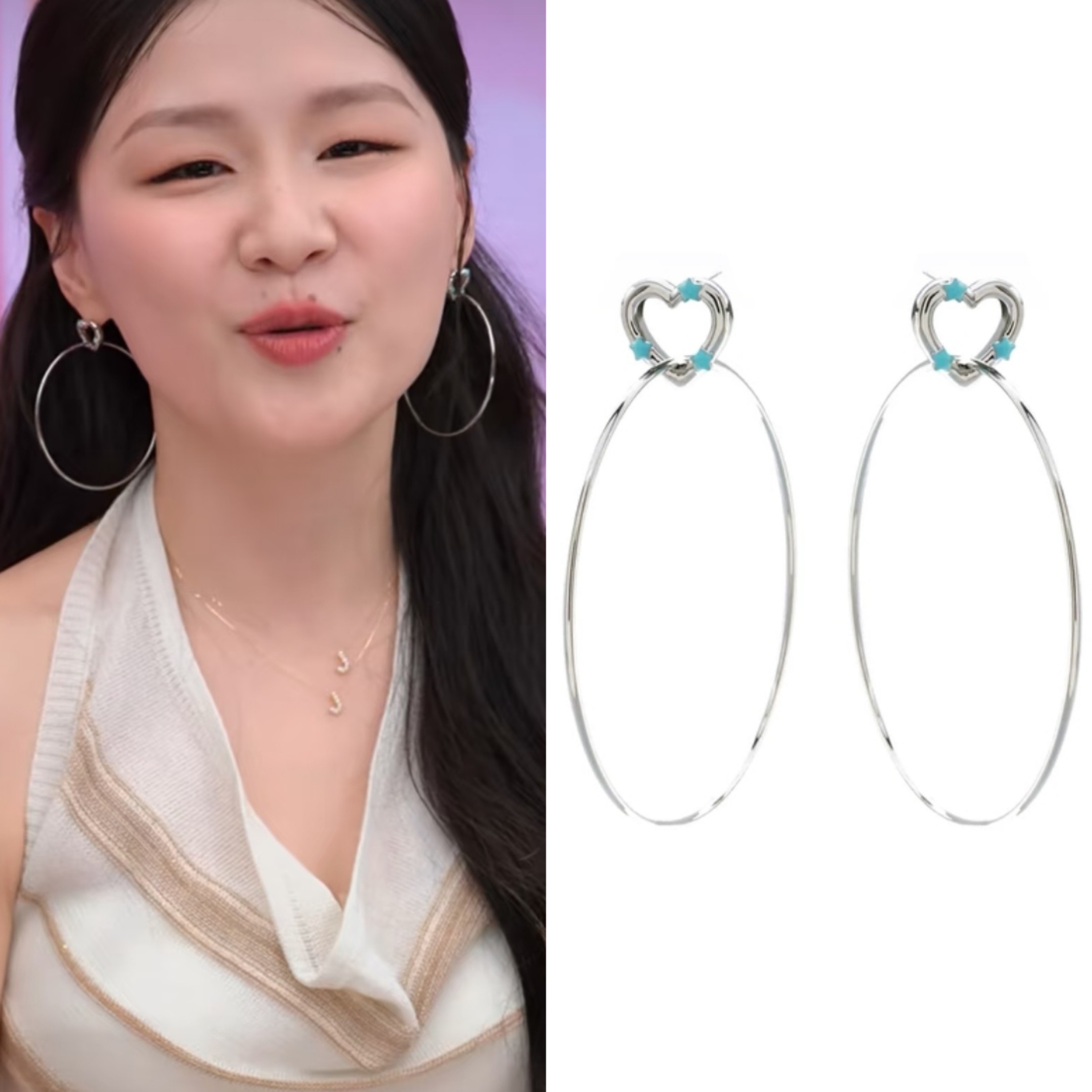 金靖同款耳环爱心星星大圆圈耳钉气质高级感耳饰珐琅夸张时尚女潮