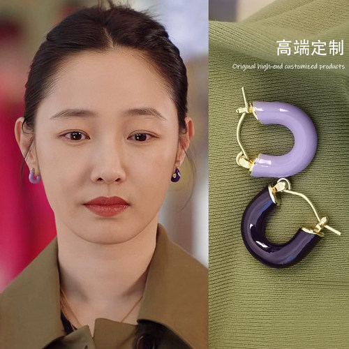 白百何同款耳环不对称耳饰穿搭白百合高级耳钉女秋冬