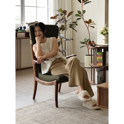 黑胡桃木简约书桌椅实木餐桌椅子小户型家用靠背餐椅侘寂风无扶手