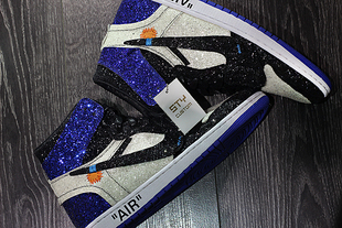 air jordan STY 白蓝闪电 定制 ow联名风格 璀璨亮片 custom球鞋