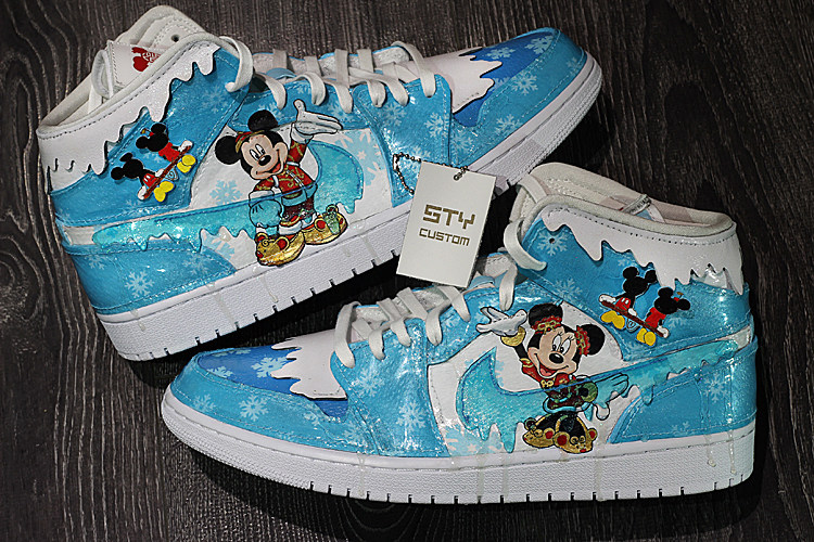 STY定制 air jordan 1 AJ1全白雪花 冬季仙境冰雪奇缘 高帮篮球鞋