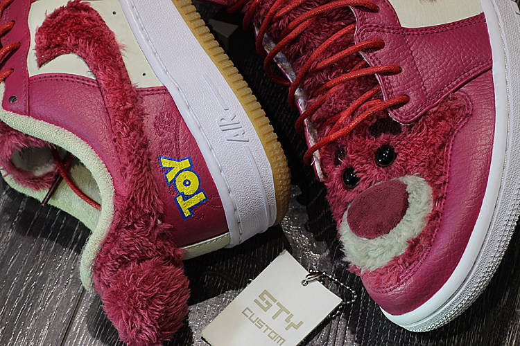 STY定制 air jordan 1 mid AJ1 纯白 情人节 草莓熊 高帮篮球鞋