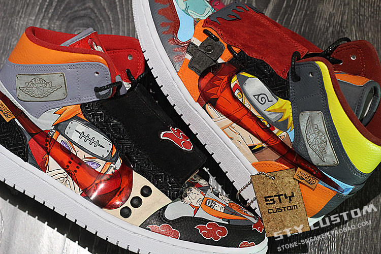 STY custom air jordan 1 AJ1纯白 球鞋手绘 火影忍者 鸣人 佩恩