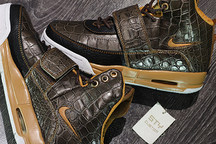 Air Yeezy STY球鞋 复古耐克高帮篮球鞋 Nike 马鞍棕鳄鱼纹 客制