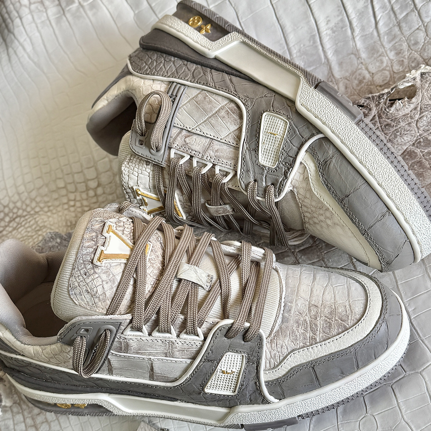 STY定制Trainer摩卡灰喜马拉雅鳄鱼纹驴家胖丁休闲运动鞋低帮厚底,运动鞋new,板鞋,淘宝优惠券,粉丝福利购,淘宝优惠卷