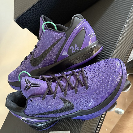 STY定制Nike Kobe6 ZK6黑紫湖人 耐克低帮实战篮球鞋男子科比同款