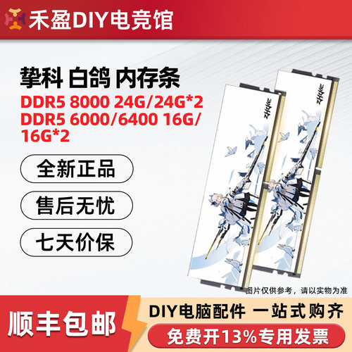 挚科 白鸽DDR5 6000 6400 16G 24G 32G台式机马甲内存条套装