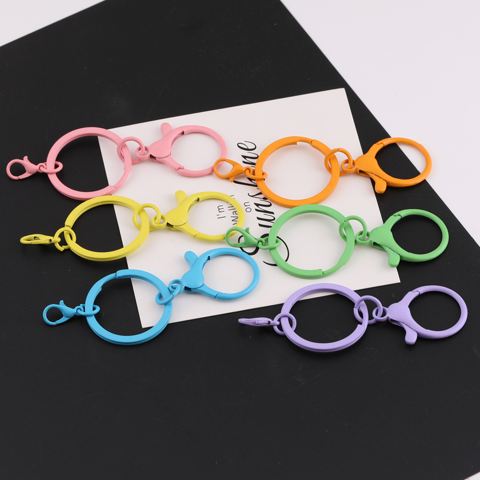 彩色烤漆平圈小龙虾扣三件套钥匙扣 diy手工自制公仔包包挂扣配件