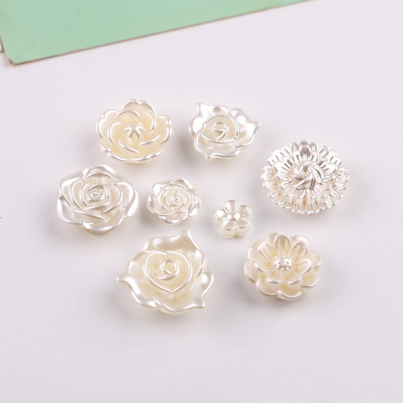 仿珍珠玫瑰花饰品配件配饰发夹diy手工奶油胶水晶滴胶手机壳材料