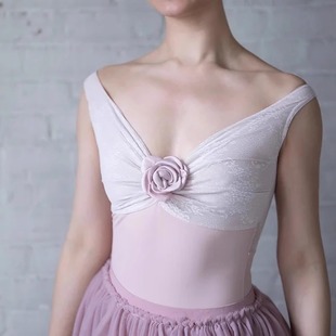 连体服2340黑裸粉含胸花 XIAOXIAO芭蕾大V领蕾丝无袖 舞蹈共和 新款