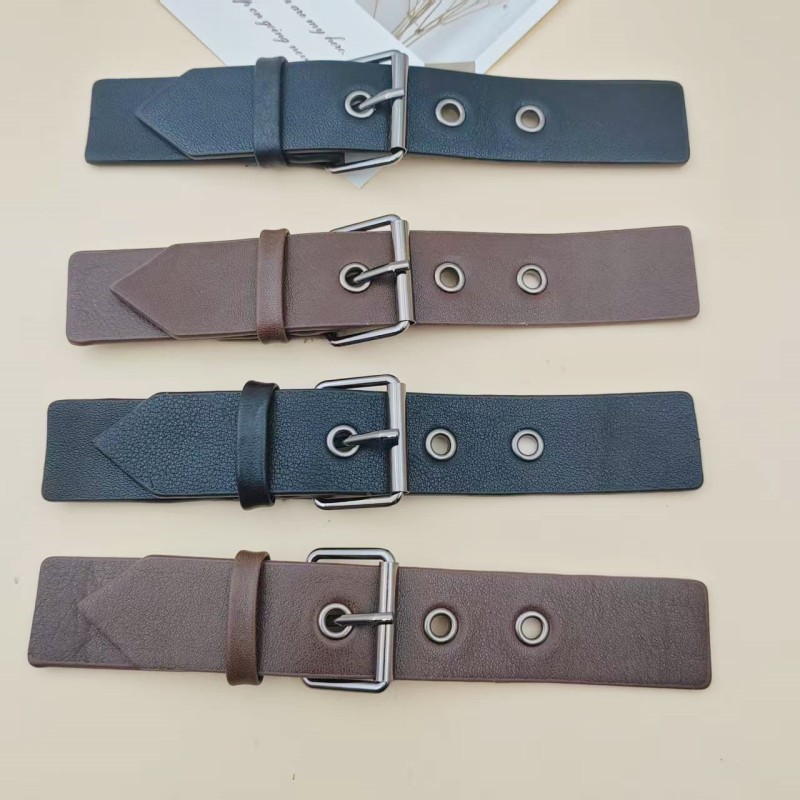 真皮金属搭扣头层牛皮对扣风衣外套皮带衣领装饰皮扣皮毛一体皮袢