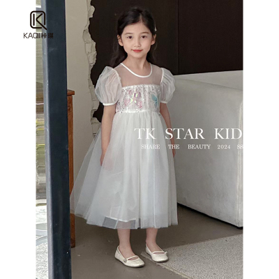 洋气宝宝重工亮片泡泡袖连衣裙