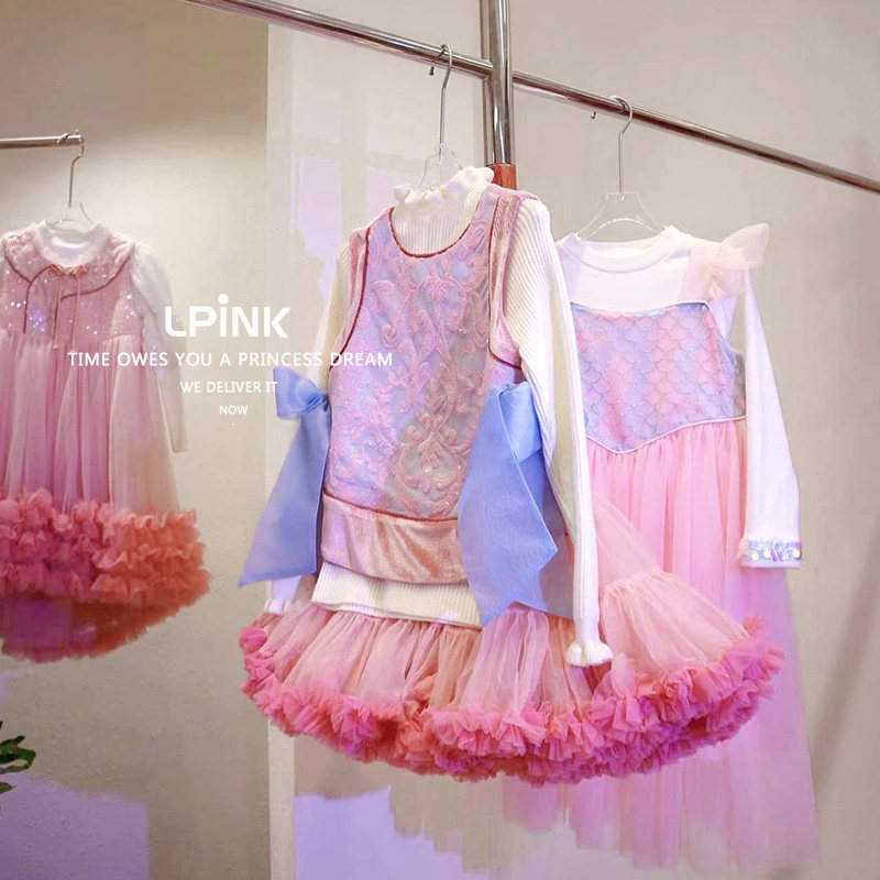 【Lpink童装】秋冬季新款女童国风亮片蝴蝶结加绒马甲 93171粉色,童装/婴儿装/亲子装,连衣裙,淘宝优惠券,粉丝福利购,淘宝优惠卷