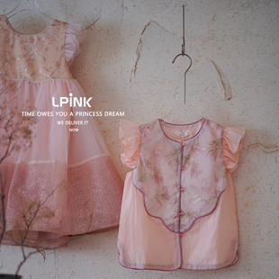 洋气宝宝国风重工刺绣文竹飞飞袖 Lpink童装 新款 90333 上衣