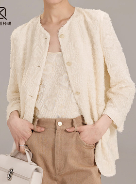 LPINK 【妈妈福利】2024春秋季新款女装圆领流苏外套91914