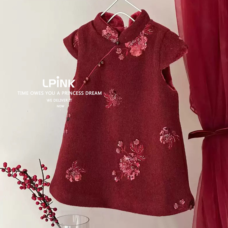 女童洋气中国风刺绣旗袍连衣裙