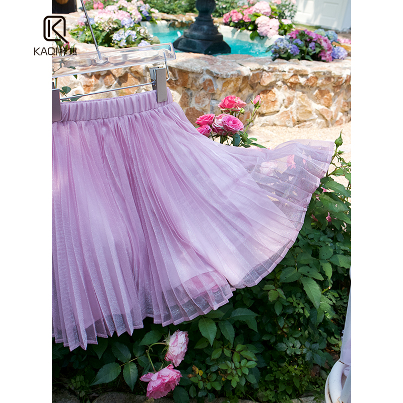 洋气公主小仙女百褶纱纱半身裙