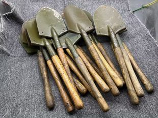 保真原品老货70年代65式 工兵铲战备战壕锹铲车载露营锰钢工兵锹