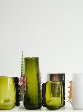 吹制玻璃烛台 手工器皿 人工吹制 外贸出口 家居花瓶 2605L06