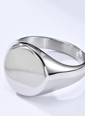 时尚钛钢戒指 欧美光面印章戒指 中性简约镜面钛钢戒指指环