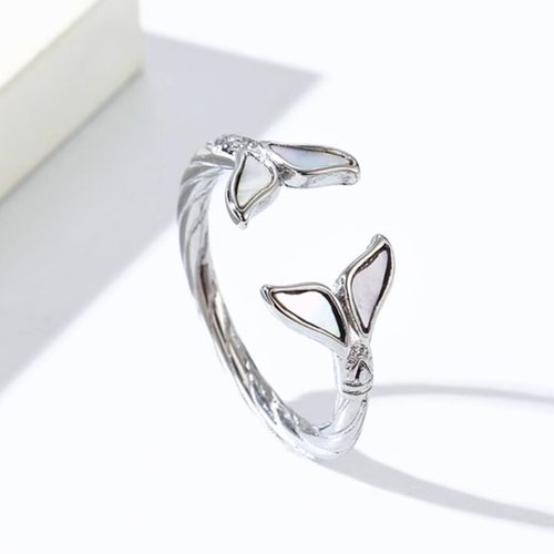 时尚钛钢戒指 小众灵动设计感鱼尾贝壳钛钢戒指女款指环