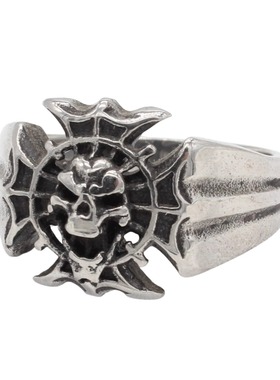 时尚钛钢男款戒指 欧美复古十字架骷髅戒指 男士钛钢戒指指环