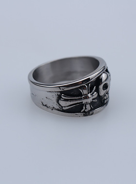 男款戒指钛钢时尚骷髅头钛钢戒指