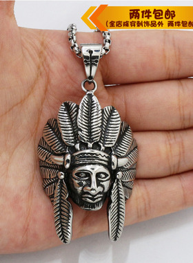 时尚风钛钢头像项链吊坠