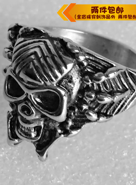 欧美风骷髅头钛钢戒指
