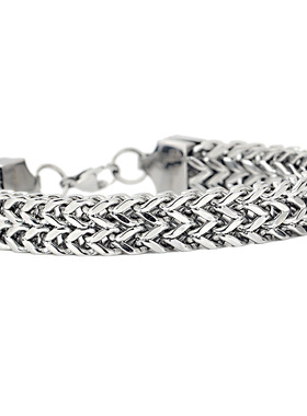 时尚钛钢手链 双层简约钛钢个性摇滚手链 男式钛钢手链