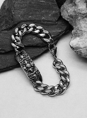 时尚钛钢手链 欧美创意复古钛钢米字手链 长牌朋克侧身链钛钢手链