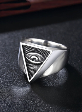欧美风复古共济会男士钛钢戒指