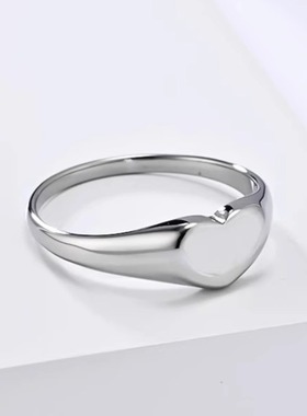 时尚钛钢戒指欧美亮面光面爱心戒指心形尾戒桃心简约钛钢戒指指环