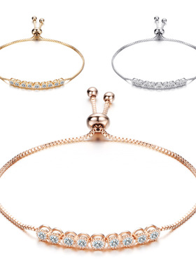 时尚风钛钢锆石可调节新娘手链