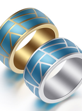 钛钢戒指指环时尚风滴胶钛钢戒指