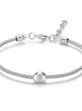 时尚钛钢手镯 钢丝串珠简约钛钢女式手镯 四色可选 闺蜜手环