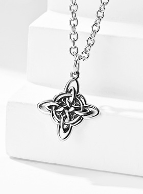 时尚钛钢项链 做旧复古凯尔特结项链 无止境的爱循环结钛钢项链