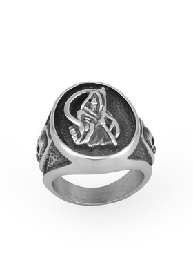 时尚钛钢戒指 复古个性霸气死神镰刀朋克风钛钢戒指指环