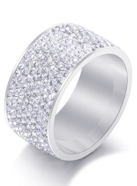 时尚风通用镶钻钛钢戒指