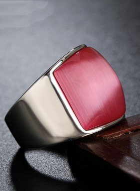 欧美风宝石男士钛钢戒指