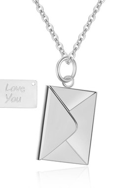 时尚钛钢项链信封可打开LOVEYOU表白项链信封锁骨链百搭钛钢项链