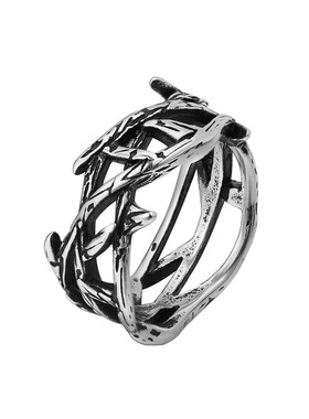 时尚风复古橄榄枝钛钢戒指